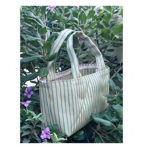 Customisable Size Recycled Nylon Mini Handbag with Open Top Handle Ladies Fashion Design Striped Pattern Customised Logo Colour Customisable Size Recycled Nylon Mini Handbag with Open Top Handle Ladies Fashion Design Striped Pattern Customised Logo Colour
