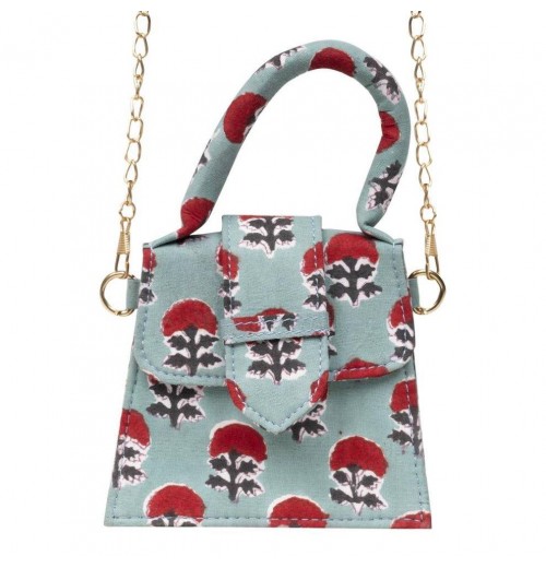 Raspberry Rush Blockprinted Chiq Bag Premium luxury Women Mini Bags Made in India Product from Indian Manufacturer and Exporter
