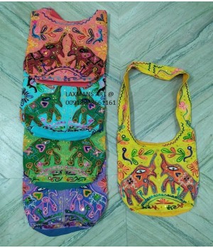 Trendy Ladies Fashion Cotton Shoulder Bags from India Embroidered Beach Bag with Single Handle Canvas Lining for Summer