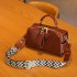 2025 Women's Premium Real Leather Shoulder Bag Portable Boston Pillow Design