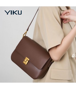 Premium Genuine Leather Crossbody Shoulder Bag for Women - Fashionable Lady's Pouch with Soft Leather Lining and Decorative Strap