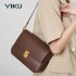 Premium Genuine Leather Crossbody Shoulder Bag for Women - Fashionable Lady's Pouch with Soft Leather Lining and Decorative Strap