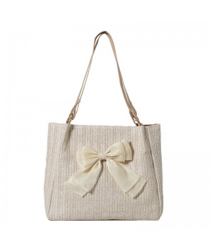 Women's Casual Woven Shoulder Bag with Bow Decoration New Fashion Design Handbag