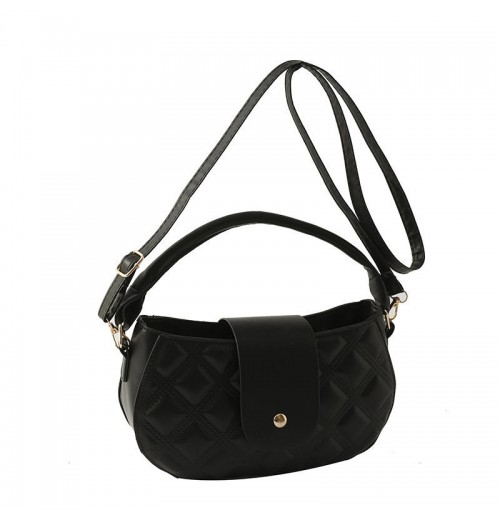 Hot Diamond Shaped Half Moon PU Leather Buckle Fashion Shoulder Bag Women Luxury Designer Shoulder Bag