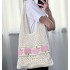 New Style Summer Fashion Beach Bag Hollowed Out Mesh Peach Knitted Crochet Tote Shopping Bags For Women
