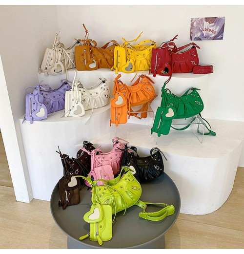 Wholesale Sac A Main Solid Color PU Leather Heart Mirror Solid Designer Luxury Handbags Famous Brand Women's Shoulder Bags