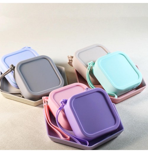 Wholesale High Quality Silicone Coin Purse Pouch Custom LOGO Square Coin Purse Small Keychain Coin Purse With Zipper