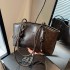 2024 new fashion women's large capacity shoulder bags come with pendant small handbag