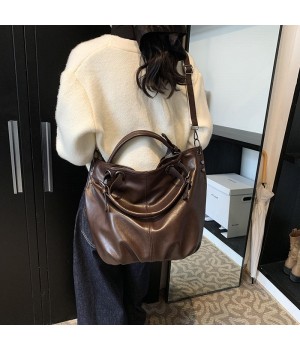2024 Autumn New Retro Style Single Shoulder Crossbody Tote Bag for Women Soft Leather Canvas PU Lining Leisure Urban Office Use