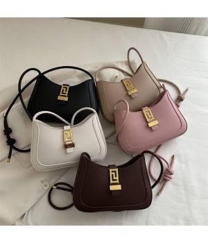 2025 New Design Women Leather Handbags Solid Color Simple Shoulder Bag Popular Ladies Leather Underarm Bag