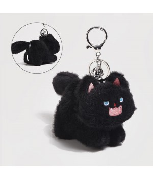 Best-selling Anime Cute Stuffed Animal Angry Cat Doll Coin Purse Bag Plush Kawaii Wallet with Zipper Keychain