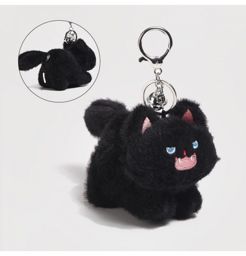 Best-selling Anime Cute Stuffed Animal Angry Cat Doll Coin Purse Bag Plush Kawaii Wallet with Zipper Keychain