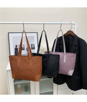 New Trendy Casual Women's Handheld Shoulder Bag Large Capacity Underarm Tote Bag with Zipper Closure Autumn Contrast Color