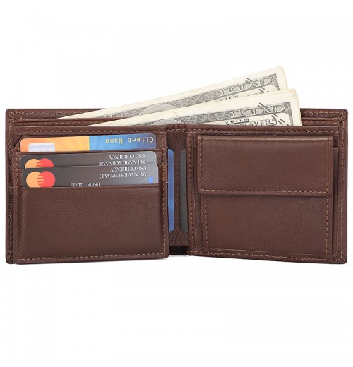 Hot sales high quality genuine leather Bifold Classic Man Wallet Leather Quality Genuine Leather Wallet for Men wallets slim