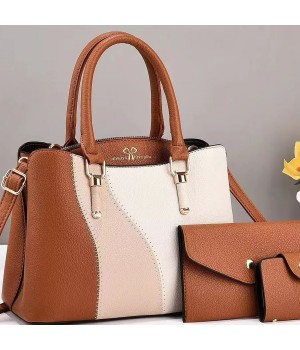 Women's New Style PU Crossbody Shoulder Bag Large Capacity Three-Piece Set Zipper Fashionable Handled Design Mother's Day