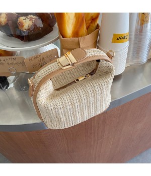 INS Straw Woven Mini Bag Casual Women's Bag Portable Shoulder/Crossbody Bag for Woman 2021