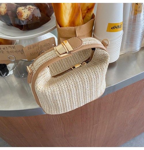 INS Straw Woven Mini Bag Casual Women's Bag Portable Shoulder/Crossbody Bag for Woman 2021