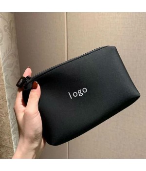 Brand Gift Pouch Custom Logo Small Black Neoprene Makeup And Cosmetic Toiletry Bag For Women Wholesale