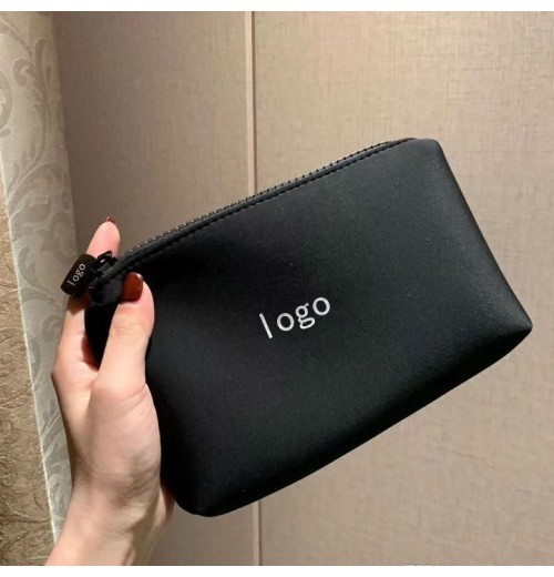 Brand Gift Pouch Custom Logo Small Black Neoprene Makeup And Cosmetic Toiletry Bag For Women Wholesale