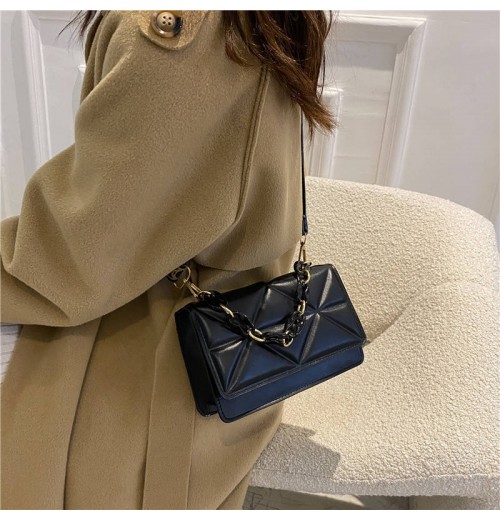 Wholesale New arrival Fashion Woman Square Cross Body Bag Black PU Leather Handbag Chain Geometric Printed Square Shoulder bags Wholesale New arrival Fashion Woman Square Cross Body Bag Black PU Leather Handbag Chain Geometric Printed Square Shoulder bags