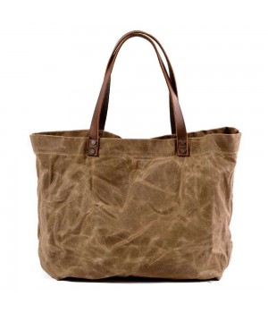 Waterproof oil wax canvas handbag fashion tote bag cross section large capacity shopping bag shoulder bag