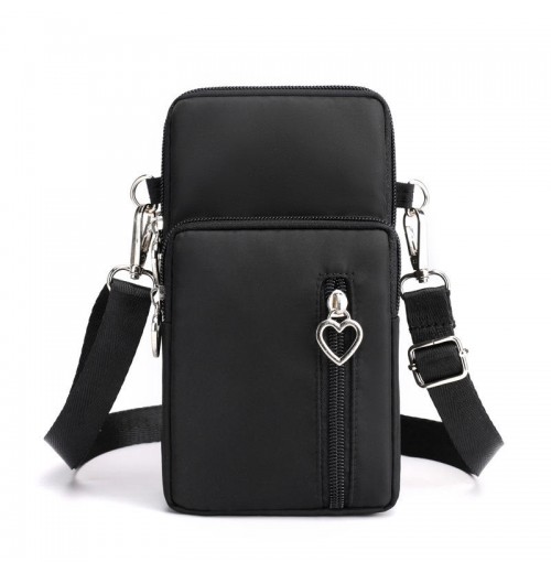 Custom Logo Small Nylon Crossbody Bag Waterproof Shoulder Bag For Women Nylon Phone Bag Coin Purse With Heart Zipper