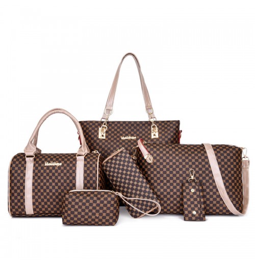 Premium 6-Piece PU Tote Bag Set for Women - Stylish Casual Shoulder Bags with Zipper Closure and Adjustable Strap Premium 6-Piece PU Tote Bag Set for Women - Stylish Casual Shoulder Bags with Zipper Closure and Adjustable Strap