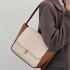 Custom Logo Contrast Color Fashion Underarm Bags Split Leather Fashion Casual Square Shoulder Bags For Women