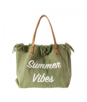 Hot Selling Double Shoulder Strap Casual Women's Handbag Custom Logo Embroidered Canvas Woven Beach Shoulder Bag for Women