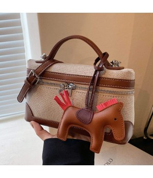 Canvas box style women's bag new fashionable and trendy handbag casual and versatile crossbody shoulder bag small shoulder bag