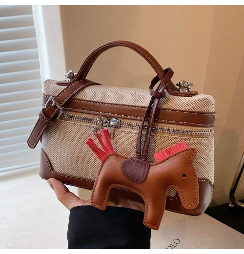 Canvas box style women's bag new fashionable and trendy handbag casual and versatile crossbody shoulder bag small shoulder bag