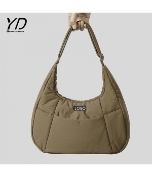 Fashion New Nylon Underarm Bag Simple Women's Puffy Handbag Light Weight Shoulder Bag