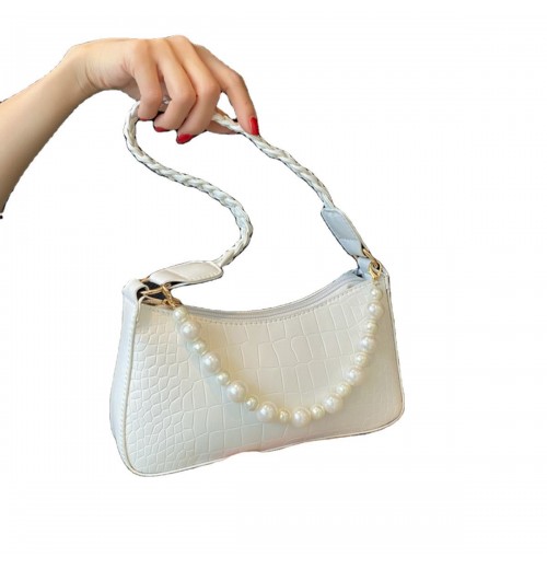 Premium Feeling Niche Design Shoulder Bag Gentle Wind Pearl Chain Handbag Tote Women's Underarm Bag