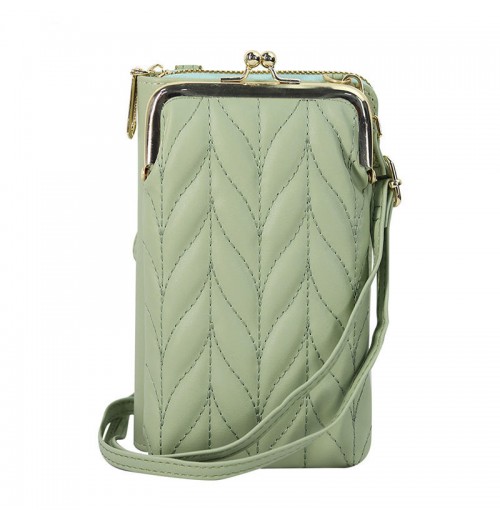 Small Crossbody PU Leather Phone Wallet Purse for Women Fashionable Lady's Portable Mini Cellphone Case with 2 Straps