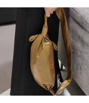 2025 HOT SALE Women's Single Shoulder Crossbody Croissant Dumpling Bag Paper Cowhide Niche Crease Feeling Messenger Bag