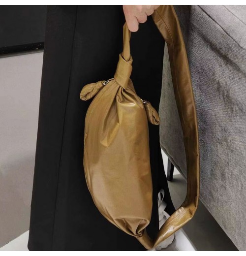 2025 HOT SALE Women's Single Shoulder Crossbody Croissant Dumpling Bag Paper Cowhide Niche Crease Feeling Messenger Bag