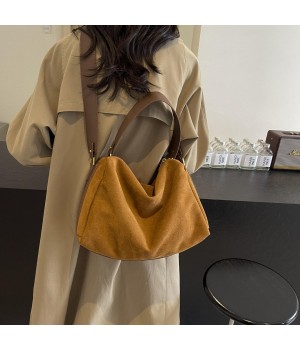 2024 Vintage Casual Women's Handbag New Fashion Suede Soft Lightweight Big Capacity Single Shoulder Crossbody Canvas Lock PU