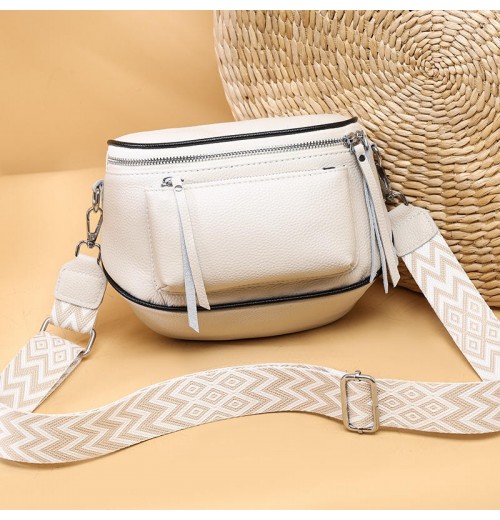 Designer Cowhide Leather Crossbody Bag Ladies Large Capacity Saddle Messenger Bag Women's Leather Shoulder Crossbody Bag